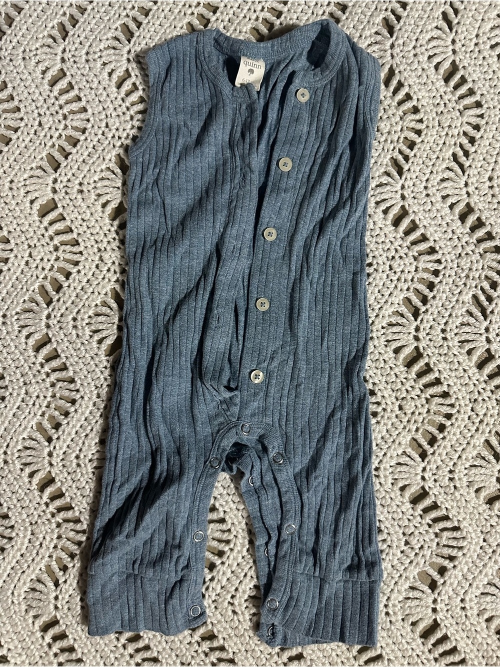 kate quinn Ribbed Button Romper in Slate Blue